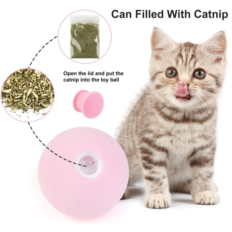Interactive Cat Toy Ball | Touch-Activated Sound & Catnip Compatible