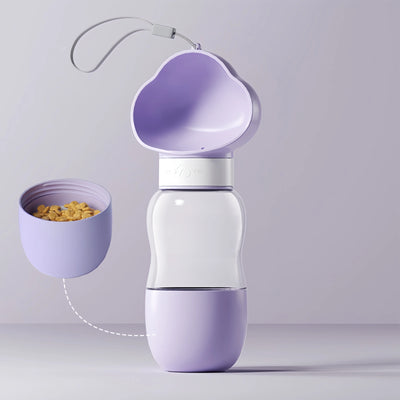 2-in-1 Portable Dog Water Bottle with Feeder Bowl