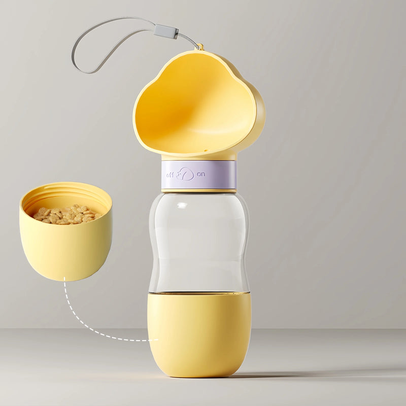 2-in-1 Portable Dog Water Bottle with Feeder Bowl